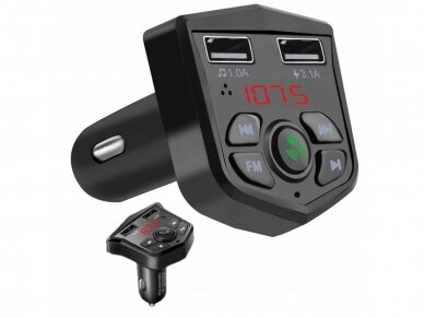 FM Bluetooth MP3 USB siųstuvas 2xUSB Įkroviklis